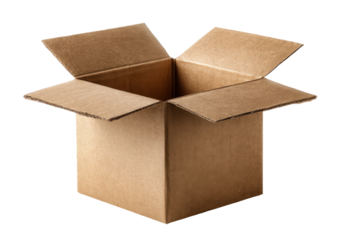 Unpacking excitement open cardboard box in minimalist design