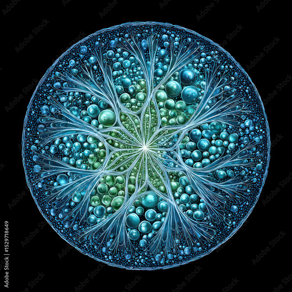 Poster colorful circles merge with fine lines in a mesmerizing design, evoking a sense of connection and ha