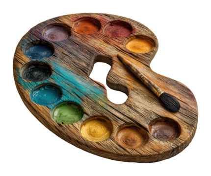 Creative tools palette and brush colorful environment artistic expression