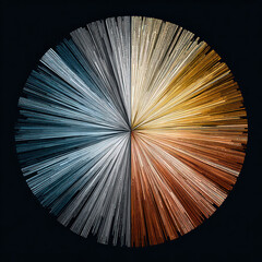 A colorful representation displays various data trends arranged circularly, featuring distinct line patterns and hues