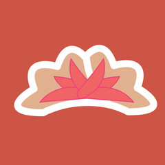 Vintage flower traditional lotus ornament. Asian melayu Indonesia decor ornamental