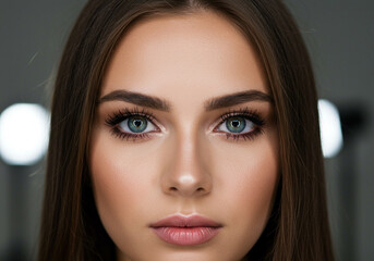 Closeup of Womans Face with Blue Eyes
