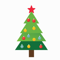 Decorative Christmas Tree Icon, Flat Vector Illustration