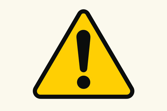 Warning sign with exclamation mark. Danger symbol. Yellow triangle icon for attention, caution and hazard alert. Safety risk concept illustration. Vector graphic isolated.