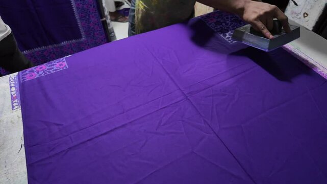 Block printing workshop in Dhaka New Market, Dhaka Division, Dhaka, Bangladesh