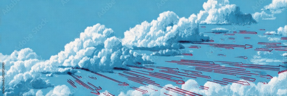 Aufkleber Cloud Breach Illustrating the Flow of User Data Leak With Dynamic Arrows in an Organized Layout