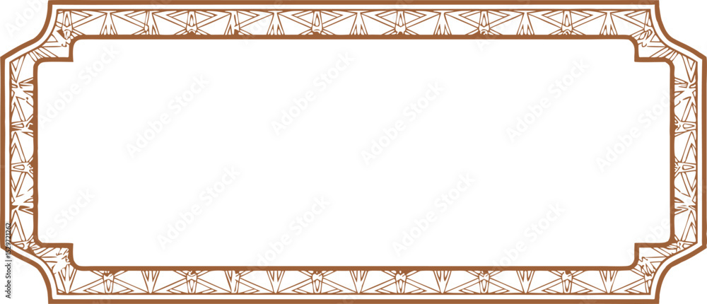 Poster decorative brown rectangular frame with geometric pattern design for elegant invitation or template 