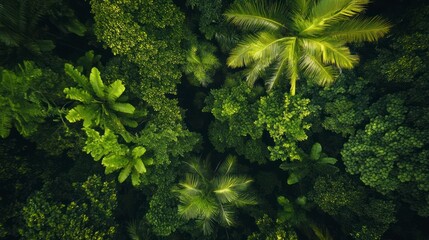 Dense Green Tropical Forest Overhead View