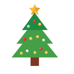 Holiday Christmas Tree Vector Icon, Merry Christmas Graphic