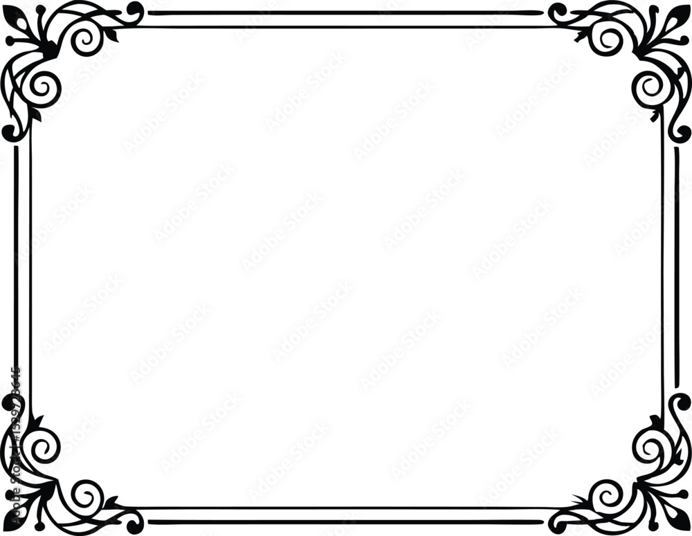 Poster elegant decorative black frame with floral elements for invitations and design projects in vector fo