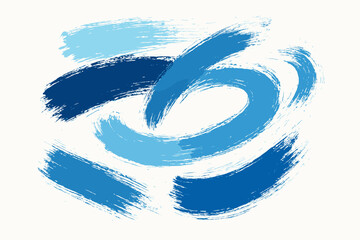 Set of blue paint brush strokes. Hand drawn abstract artistic texture elements. Creative ink grunge swabs, smears and splashes isolated on white background. Vector design.