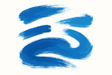 Abstract blue paint brush strokes isolated on white background. Dynamic artistic smear texture. Modern creative design element. Hand drawn gouache or acrylic art illustration.