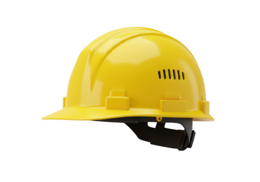 Yellow hard hat for construction isolated on transparent background