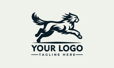 Dynamic engraved black and white illustration of a powerful lynx in a running pose. Wildlife and speed concept