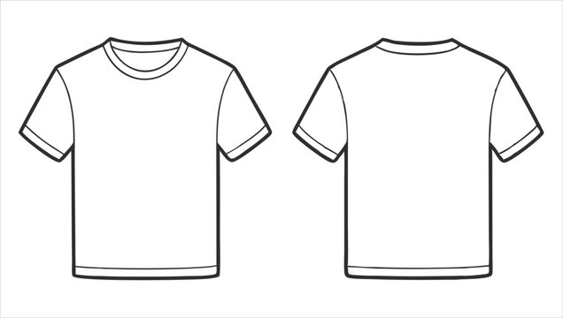 Blank t shirt template front and back view isolated on white background