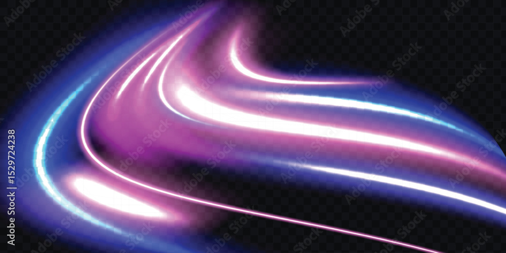 Poster Speed connection vector background. Vector swirl trail effect. Light trail wave, fire path trace line, car lights, optic fiber and incandescence curve twirl.