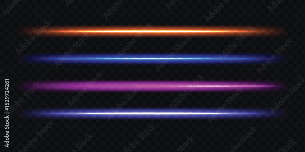 Poster abstract blue and purple neon light rays and lines transparent background. colored shiny sparks of s