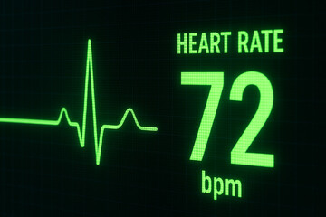 Close-up of heart rate monitor showing healthy pulse