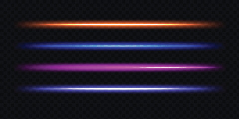 Abstract blue and purple neon light rays and lines transparent background. Colored shiny sparks of spiral wave. Curved bright speed line swirls.