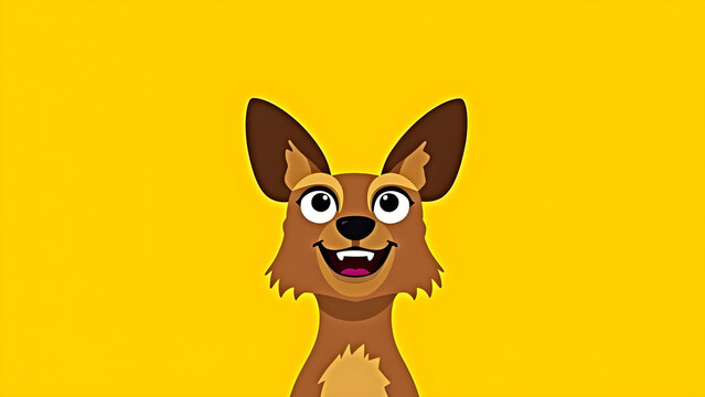 Striking african wild dog against vibrant yellow background