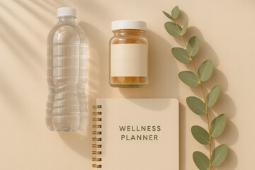 Morning Wellness Flatlay with CBG Gummies and Self-Care Essentials