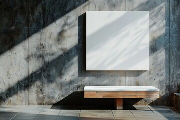 Ultra Quality Picture of a White Canvas on a Wall with a Wooden Box on it