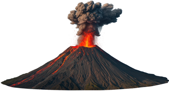 Isolated Erupting volcano
