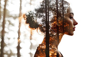 Woman Face and Natural Landscape A Beautiful Double Exposure Art