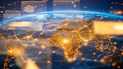 Global connections illuminate the Earth with vibrant networks of light representing communication and technology - Powered by Adobe