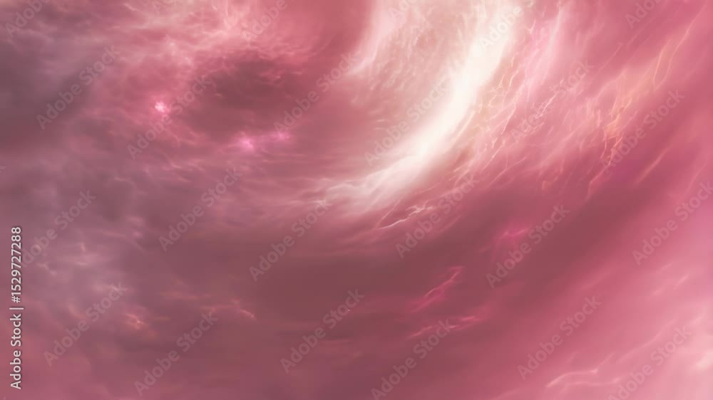Poster pink dreamy cloud tunnel with soft swirling effect - magical surreal background with calm motion and