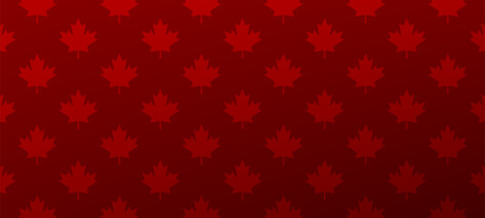 Red maple leaf pattern background for Canada day design. texture with Canadian symbol for national holiday banner. Vector graphics.