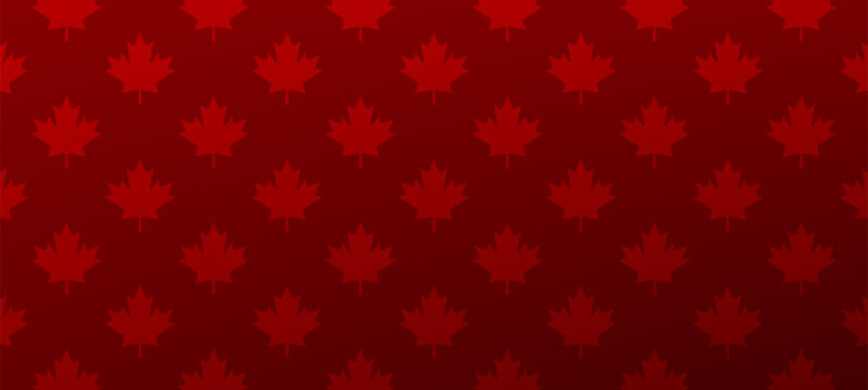 Red maple leaf pattern background for Canada day design. texture with Canadian symbol for national holiday banner. Vector graphics.