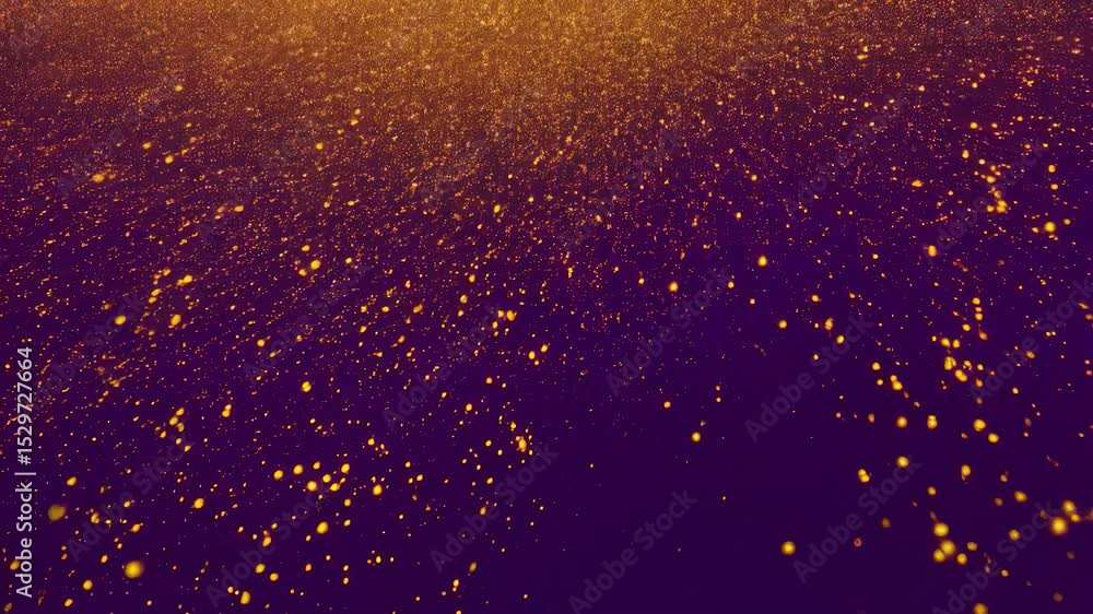 Poster orange glittering lights moving slowly in abstract digital field - calm and festive background with 
