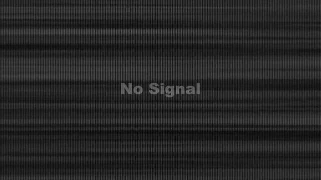 Tv no signal animation. Noise overlay texture pattern. Noise glitch motion animation video, TV noise background. No signal warning text  retro TV screen. 