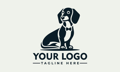 Obraz premium Stylized illustration of an intelligent dog head wearing large round glasses and a classic tie. Smart animal concept