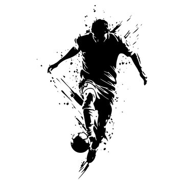 Fototapeta soccer player kicking ball in dynamic vector silhouette