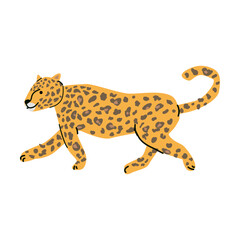 Colorful tropical animals with playful leopard for nature and wildlife themes.