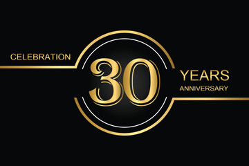 Luxury 30th anniversary celebration design with gold text on a dark background. Perfect for elegant event invitations, milestone banners, or corporate anniversary templates.