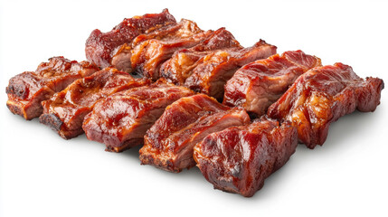 BBQ Ribs isolated on white background. 3D Illustration. 