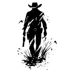 silhouette of armed man with grunge splash effect vector