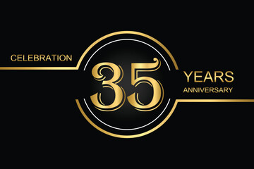 Luxury 35th anniversary celebration design with gold text on a dark background. Perfect for elegant event invitations, milestone banners, or corporate anniversary templates.