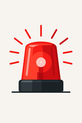 Red flashing alarm light vector icon. Emergency siren for police or ambulance. Danger warning signal illustration. Security system alert symbol for attention and caution.