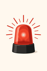 Red flashing alarm light vector illustration. Emergency siren beacon for warning and attention. Danger signal icon for police or ambulance. Security alert concept isolated on white.