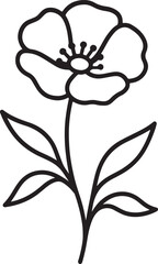 poppy flower line art silhouette design vector illustration.