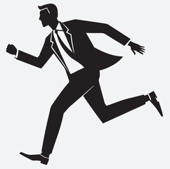 businessman step in a hurry silhouette vector art illustration, silhouette of a young man