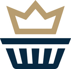 A logo combining crown and basket