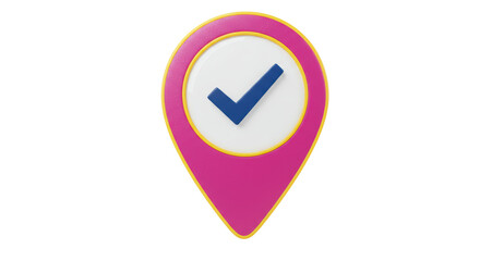 Isolated Location Pin with Checkmark