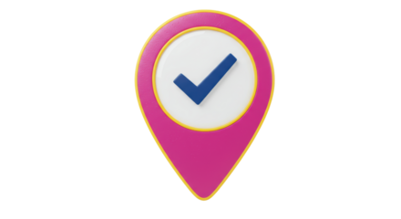 Isolated Location Pin with Checkmark