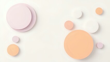 Elegant abstract pastel circles in mist lavender, muted tangerine, and off-white. 3D minimalist background with airy, balanced tones