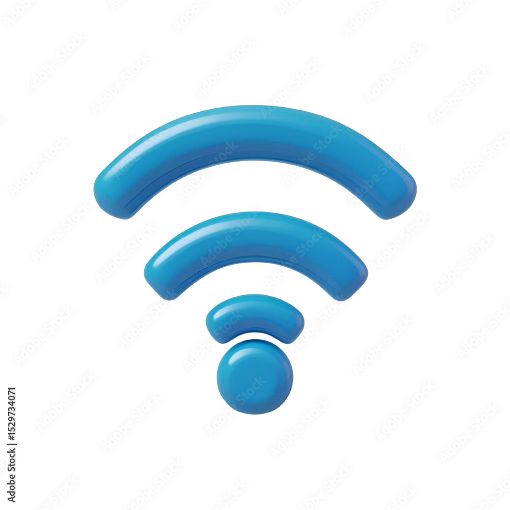 Fototapete glossy blue 3d wifi symbol icon isolated on a transparent background wireless internet